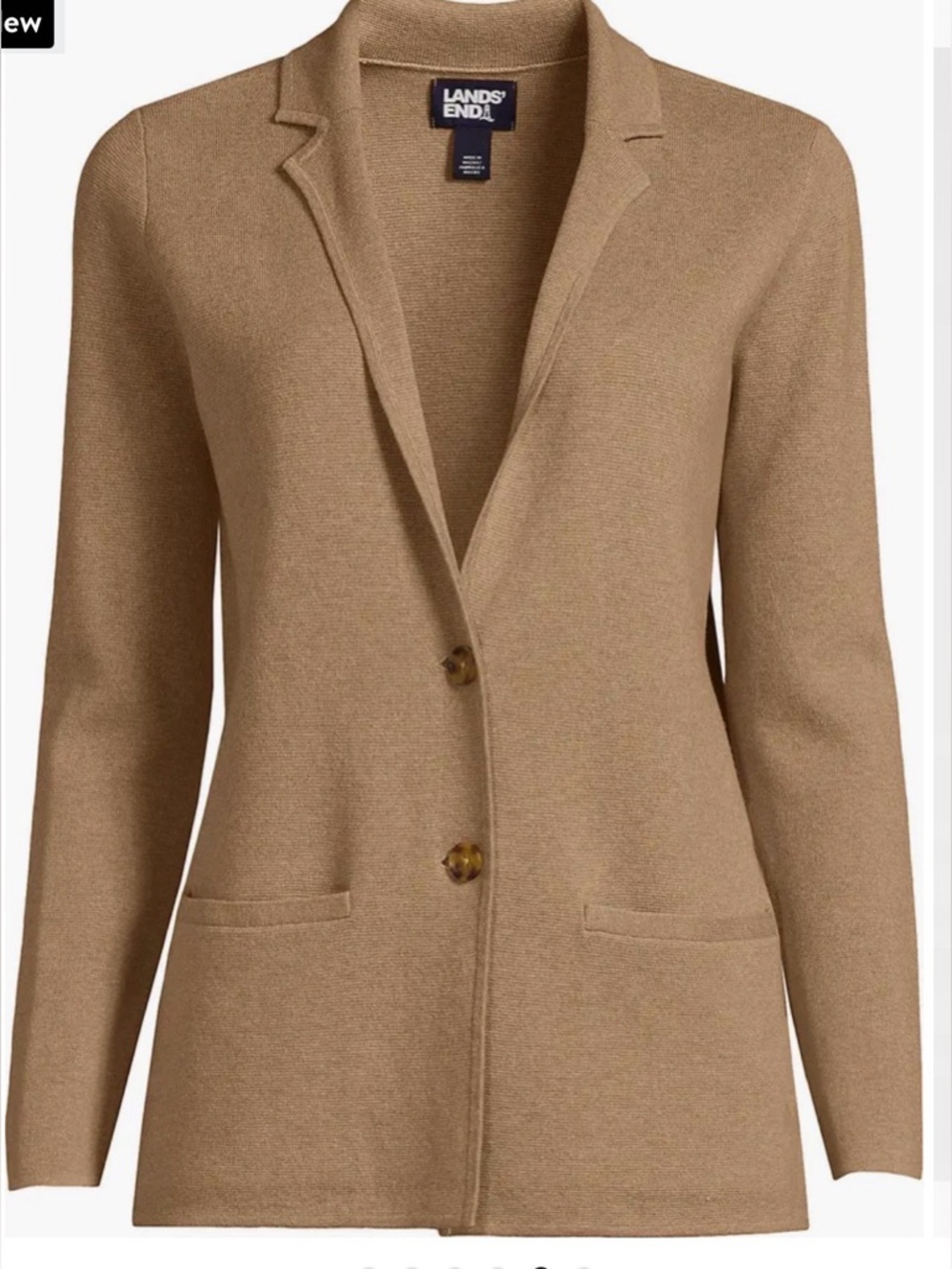 Lands' End Fine Gauge Cotton Button Front Blazer Sweater Size Large 14-16 Petite - Picture 5 of 9